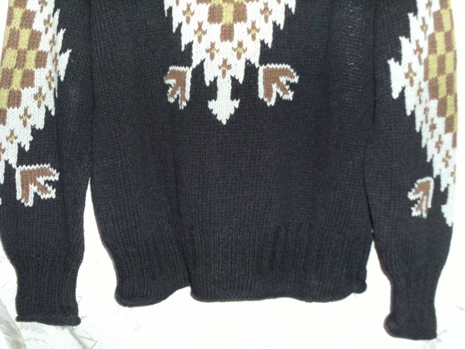 BASCO VINTAGE HAND KNIT SWEATER PULL OVER 58% SILK 42% COTTON BROWN TONES