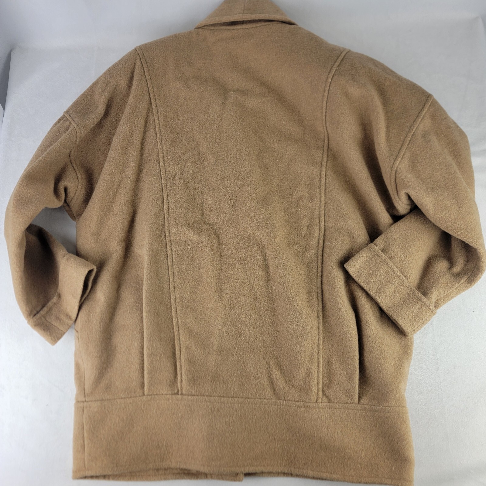 Vintage Jo Hardin Tan Wool Coat Jacket Size 6 Made In USA Neutral *READ*