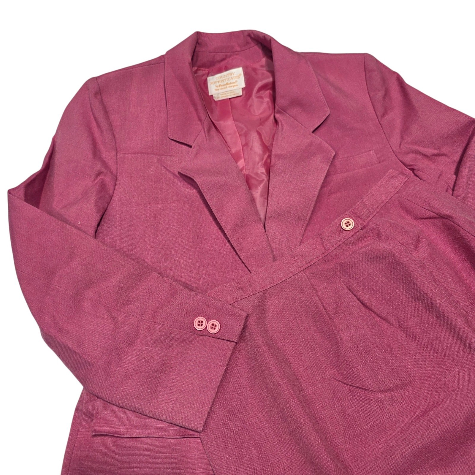 Country Sophisticates by Pendleton Skirt Suit Women 8 Pink Vintage Silk Blend