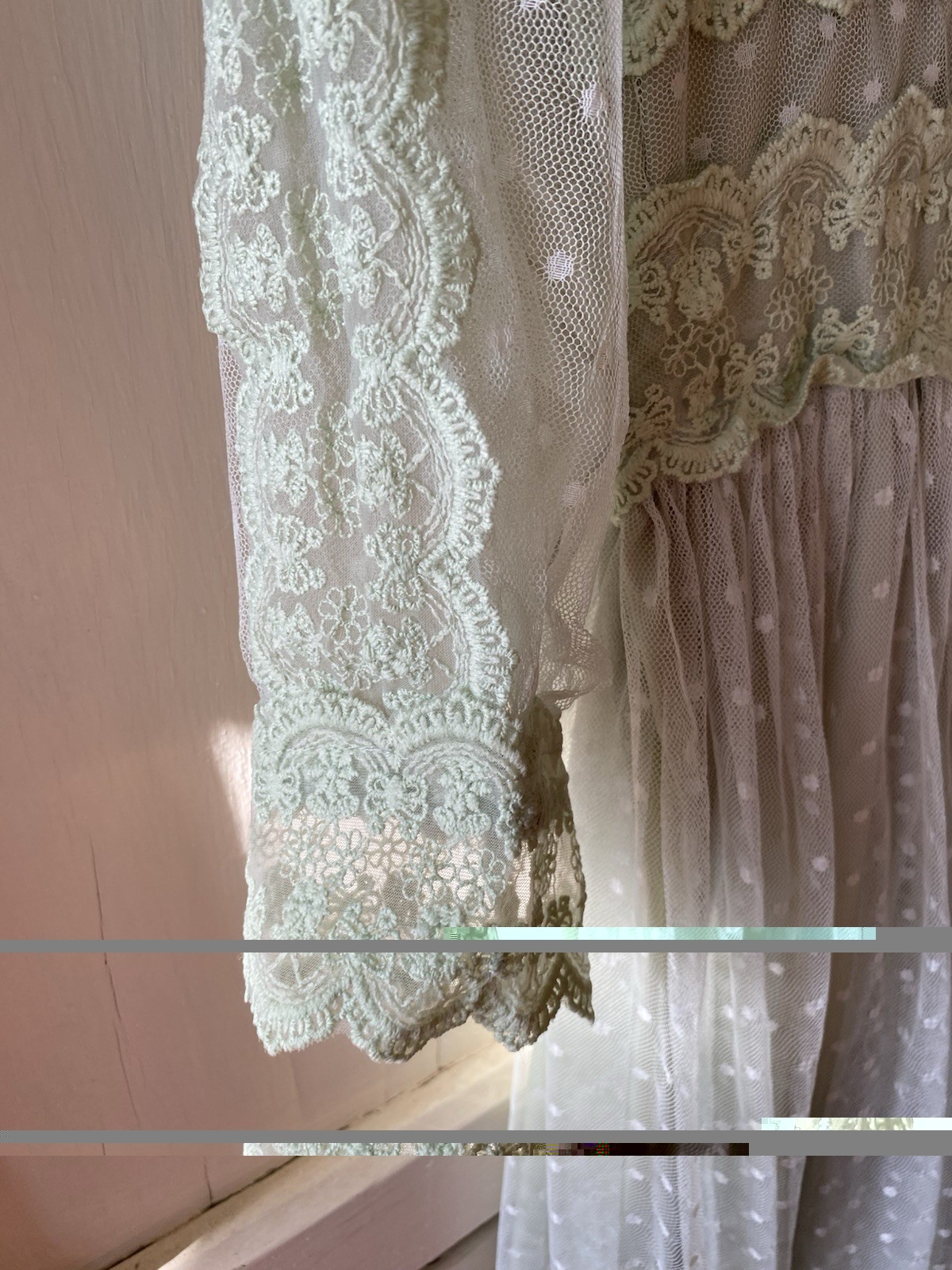 Lace Dress Light Green 100% Polyester Sheer Women’s Size S