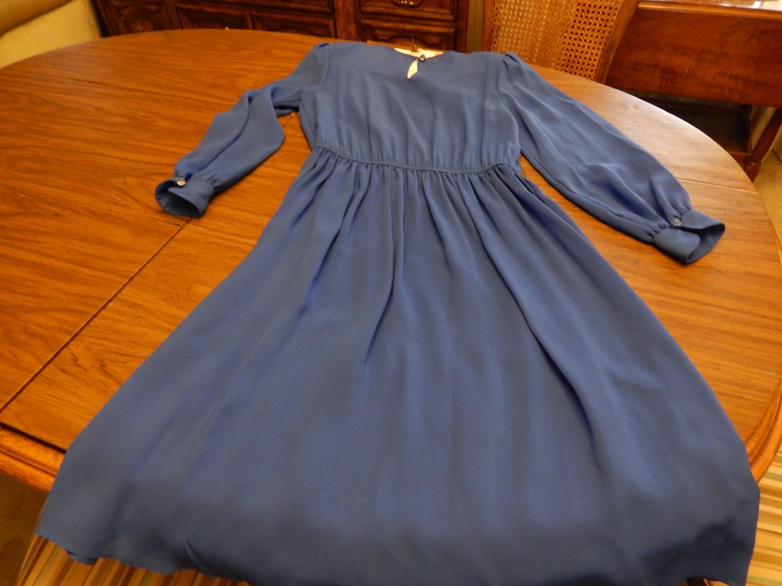 Vintage 1988 ACT I Petites New York Royal Blue Chiffon Dress, Size 8