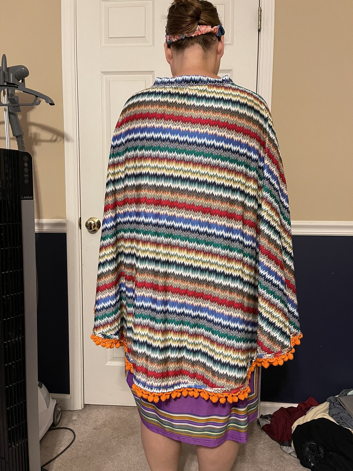 Ooak Vintage 60s 70s Psychedelic Hippie Festival Poncho Cape Concert Tassels