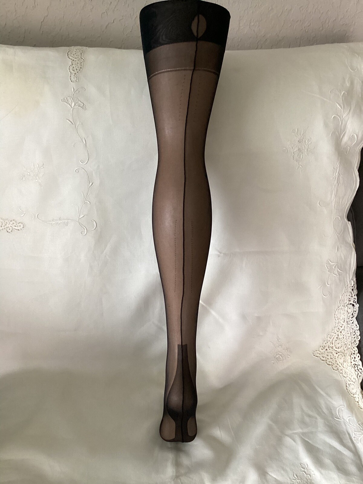Vintage Seamed Nylon Stockings With Cuban Heel