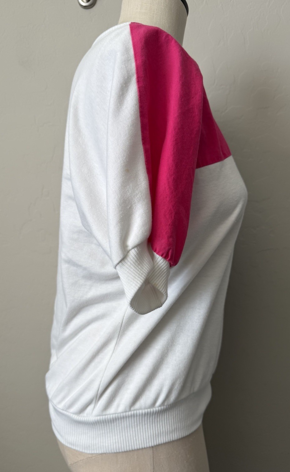 Women’s Vtg 80s Party Color Block Shirt Medium White Teal Pink Purple Costume