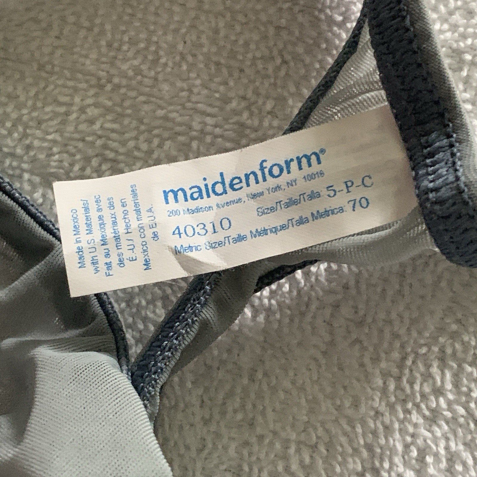 Women’s S/5 MAIDENFORM Vintage Bare Body Hugs Gray Thong Panties 40310 NWT