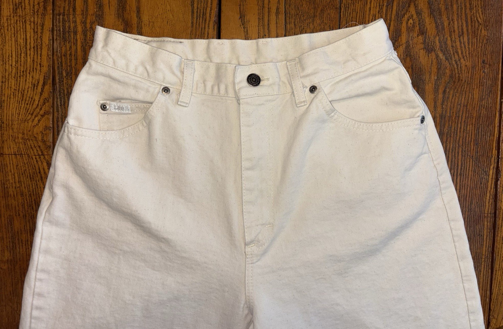 Vtg 80s Lee Mom Jeans Women’s 12L Off-White Cream Tapered High Rise 28 x 33 USA