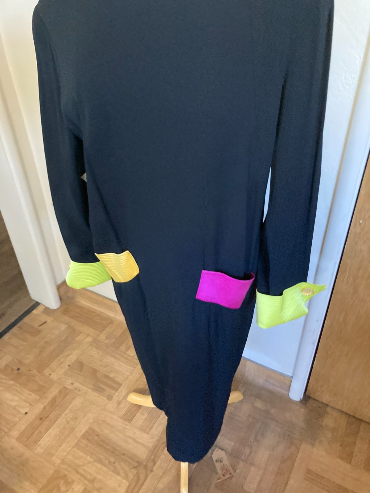 vintage bill blass dress sz 14 color block