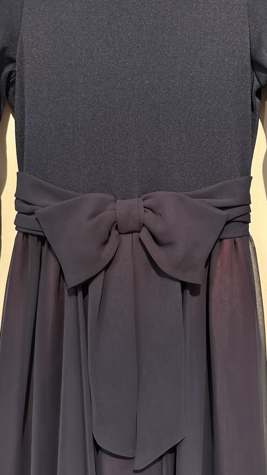 Vintage Miss Elliette Classic Elegant 70’s Navy Blue Women Maxi Gown Chiffon