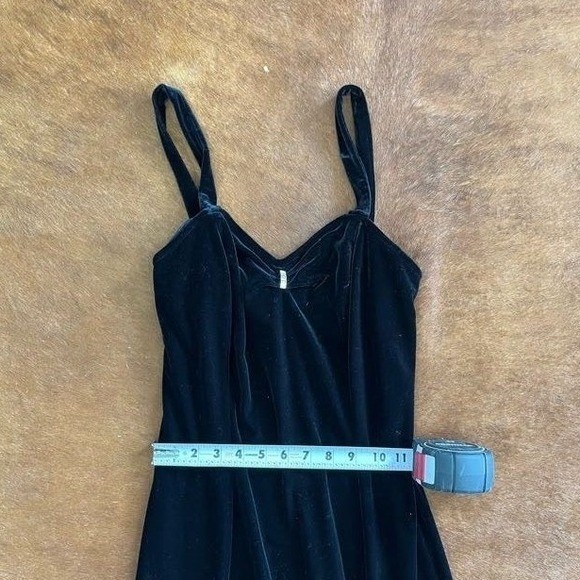 Vintage Onyx Nite Black Velvet Maxi Dress Rhinestone Detail Size 8