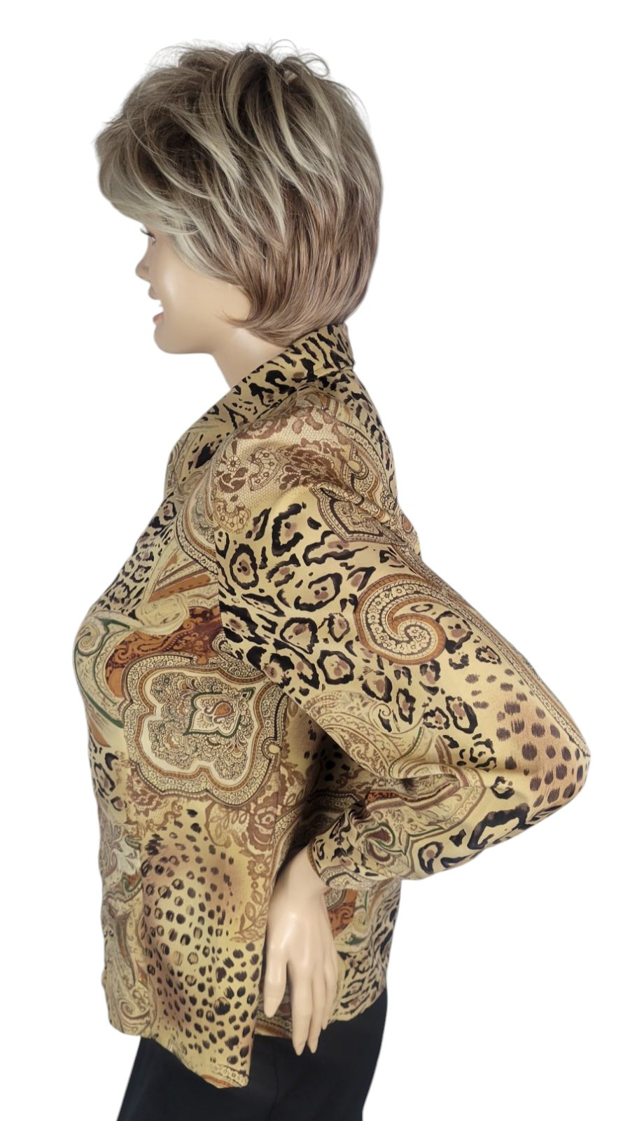 Vintage 80s Kensington Square Animal Leopard Cheetah Paisley Print Zip Jacket L