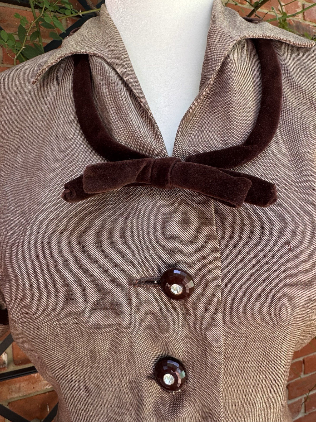 Vintage 1940s 1950s Brown Jacket Top With Snipped Waist Size XS-S