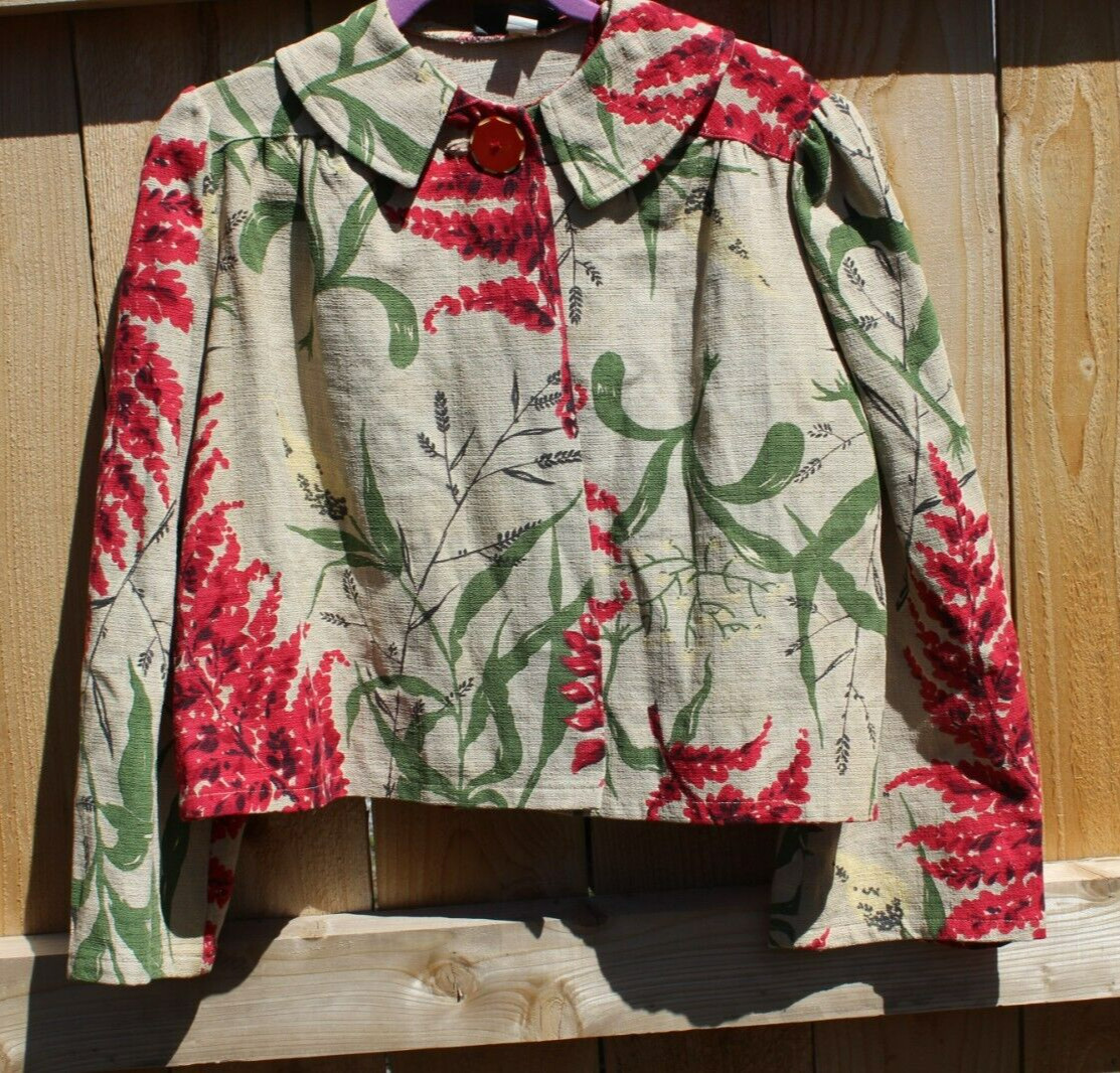 Vintage Creations Barkcloth Bark Cloth Swing Womrn’s Jacket Medium / Large