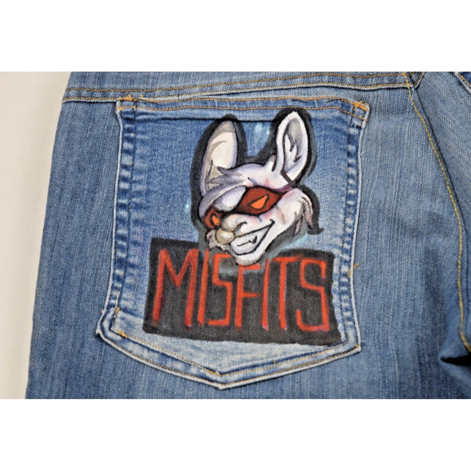 Vintage Hand Painted Jeans Jem TV Misfits Band Size 28 x 31 S/M 00s Orsay Jeans