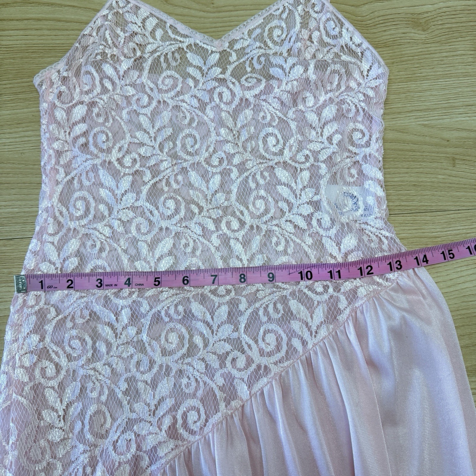 Vintage Pink Lace Slip Size Small Nightgown Lingerie Lace Ethereal Fairy Whimsi