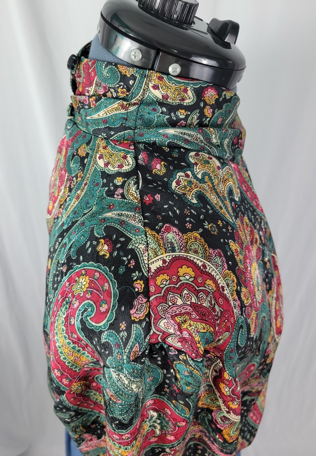 Vintage Notations Black/Red/Green/Brown Paisley Print Blouse Size 12