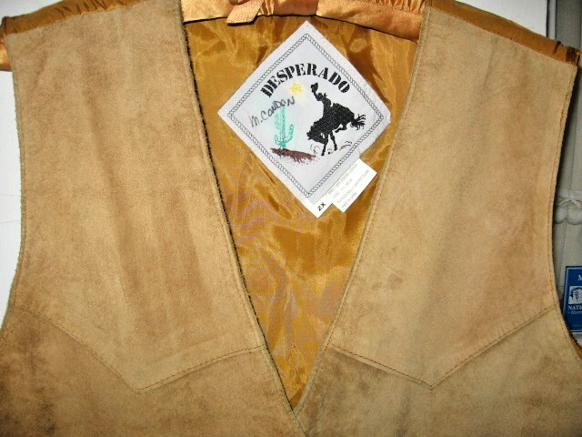 VINTAGE DESPERADO GOLD SUEDE LEATHER WESTERN STYLE VEST – 2X