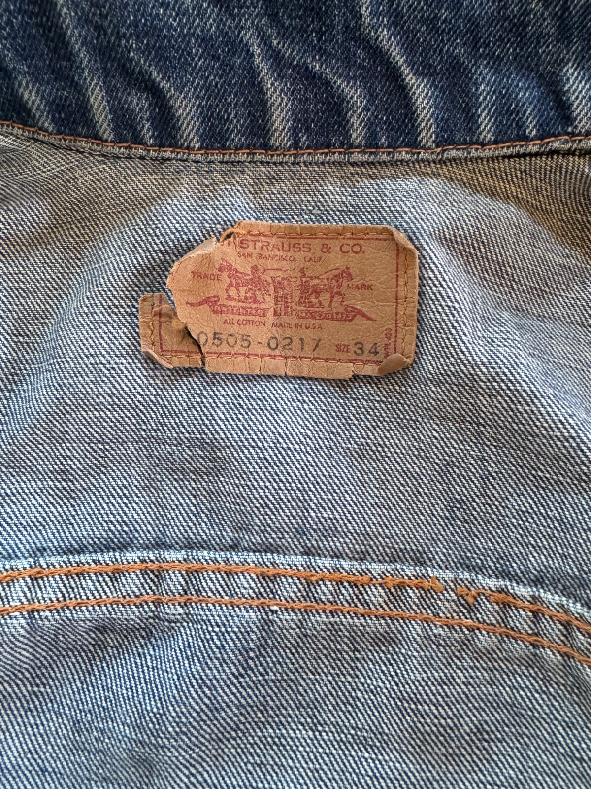 Collectible Vintage 1960s Levi’s Type 3 Denim Jacket Big E Size 34