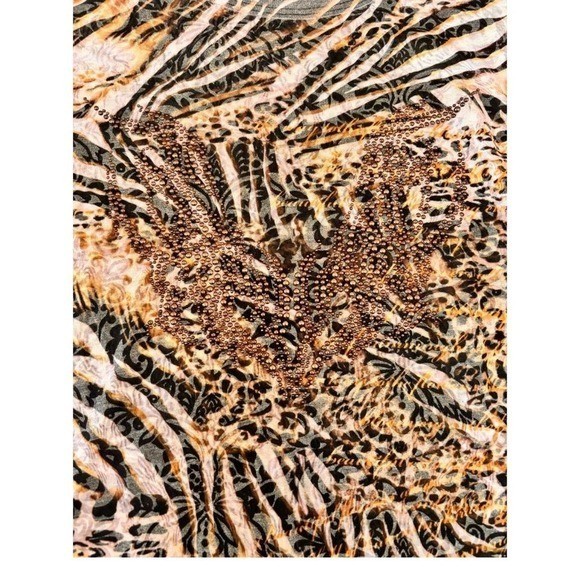 🐅 deadstock Sledge USA Y2K Tiger Print Rhinestone Bling Top Small NWOT