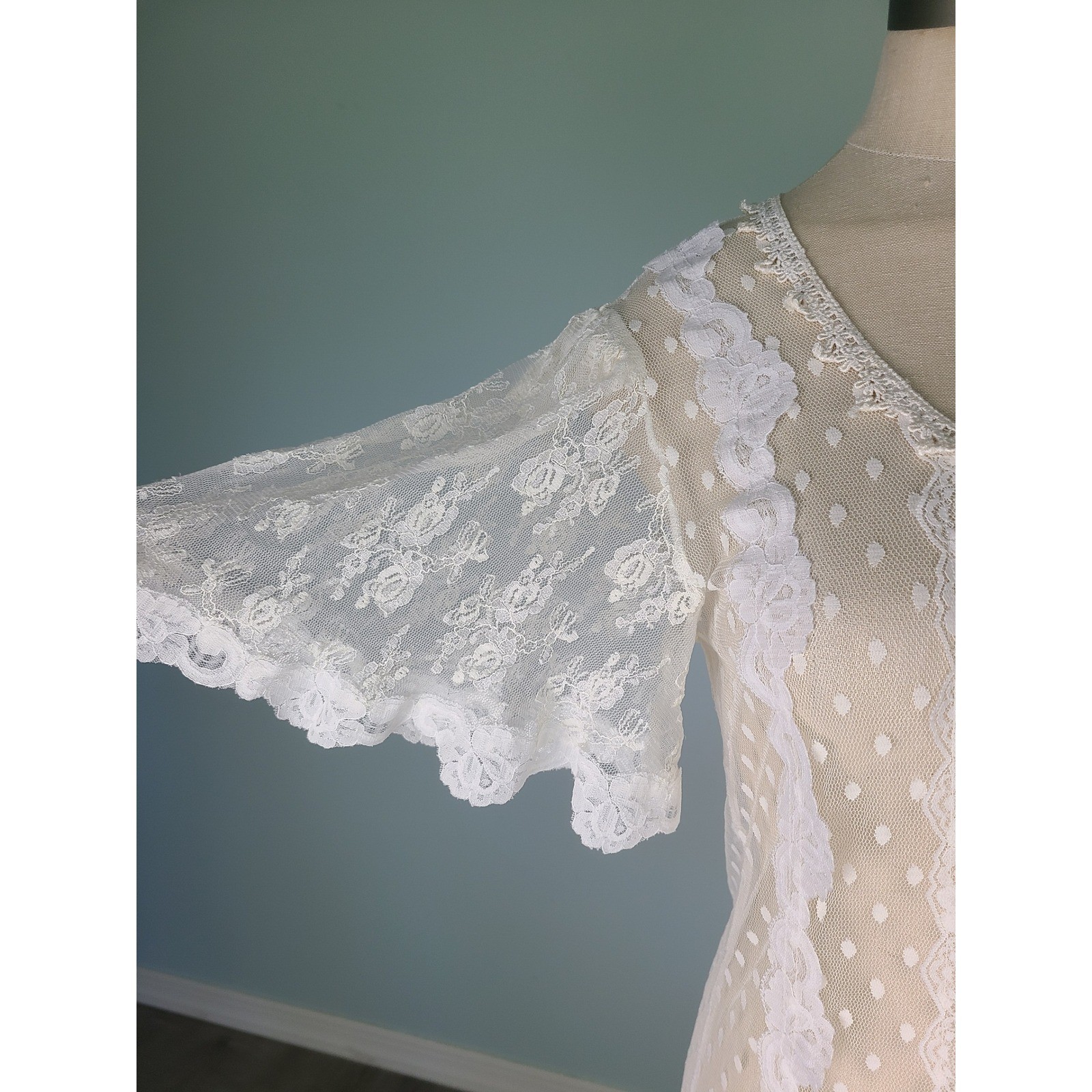 VTG 70s Handmade Lace Wedding Dress Drop Waist Romantic Gibson Girl Art Nouveau