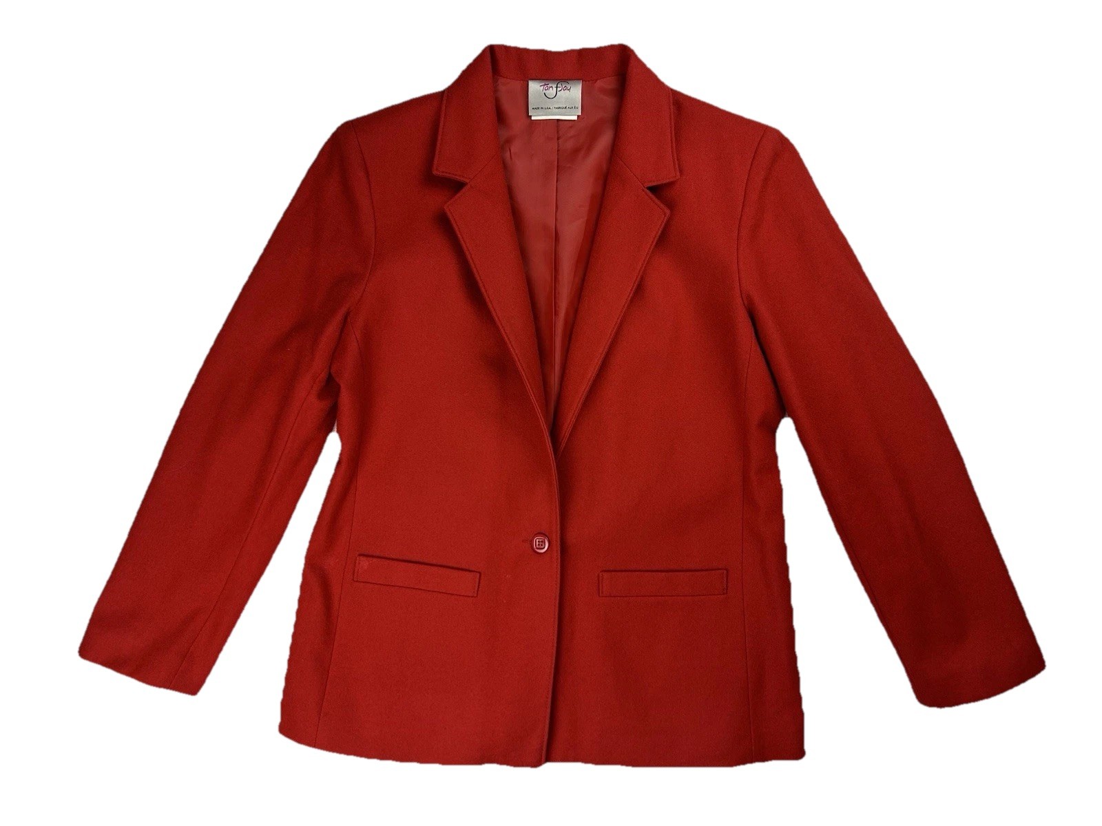 VTG 80s Women’s Blazer Red Size 10 USA Made Wool Blend Tailored Retro Classic