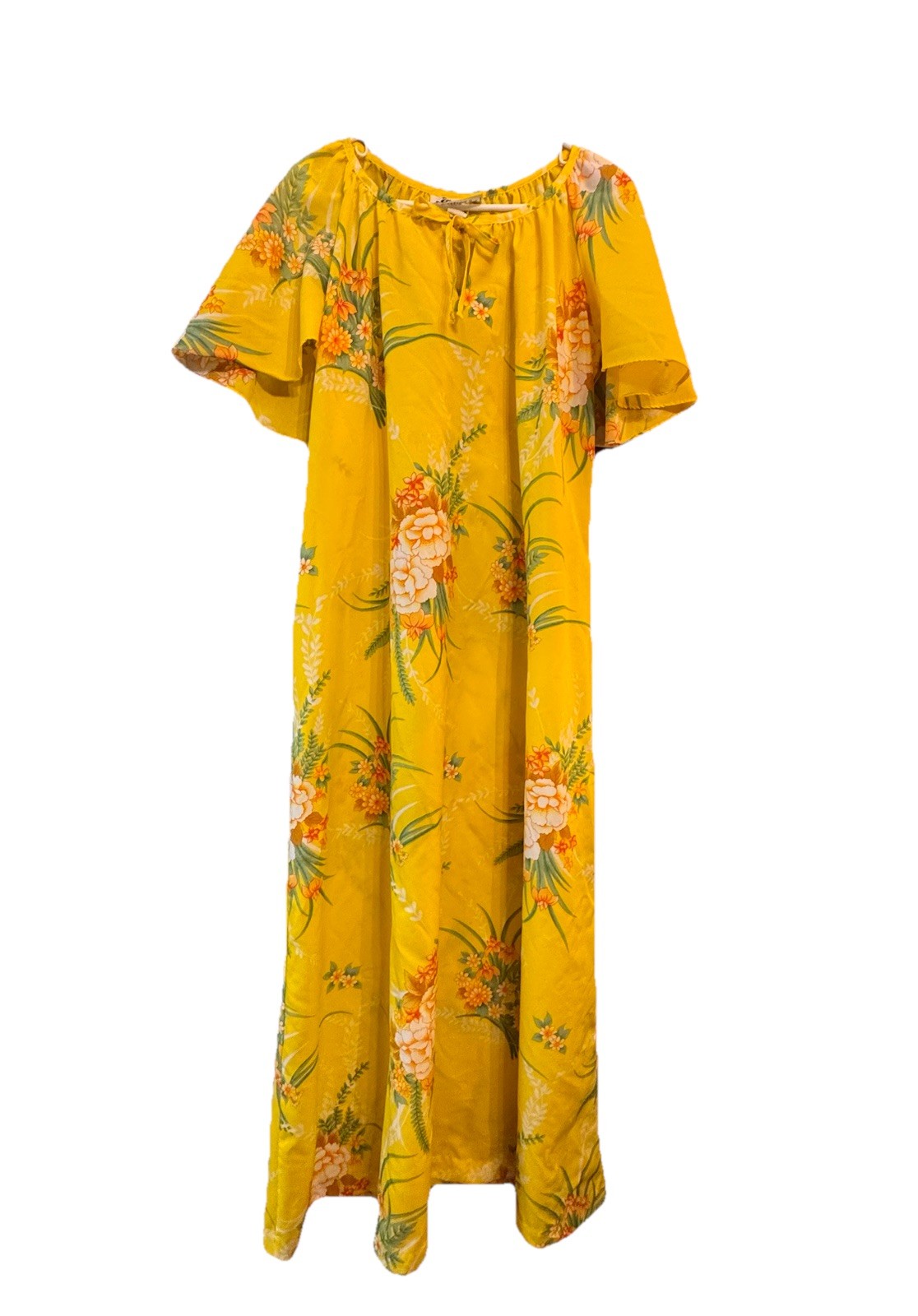 Vtg Womens Hawaiian Print Muumuu Made In Hawaii Dress Hilo Hatties Lg 70’s