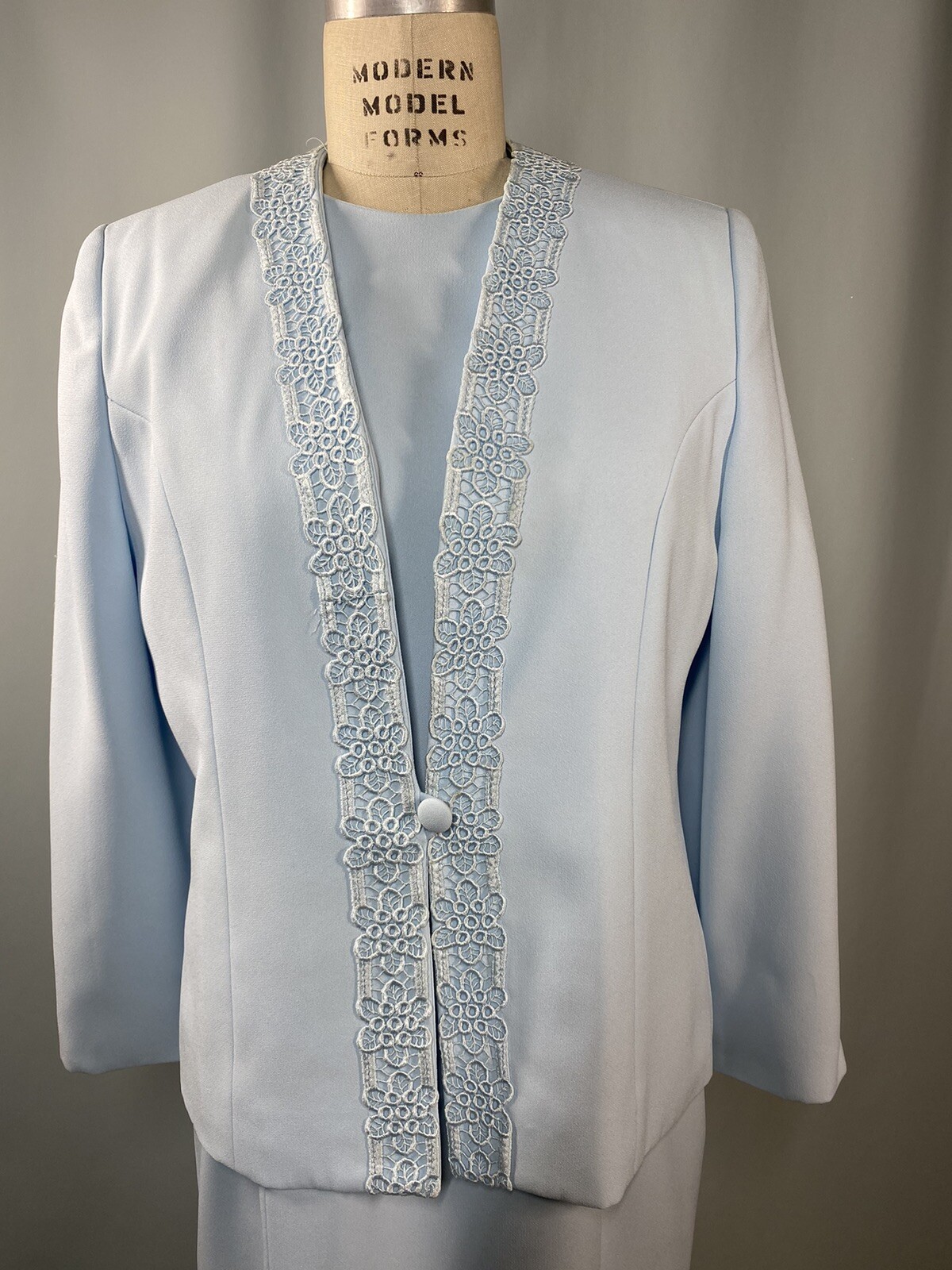 Vintage two piece Jacket & Dress SIZE 8 blue sheath HENRY LEE 60s 70s 80s 90s