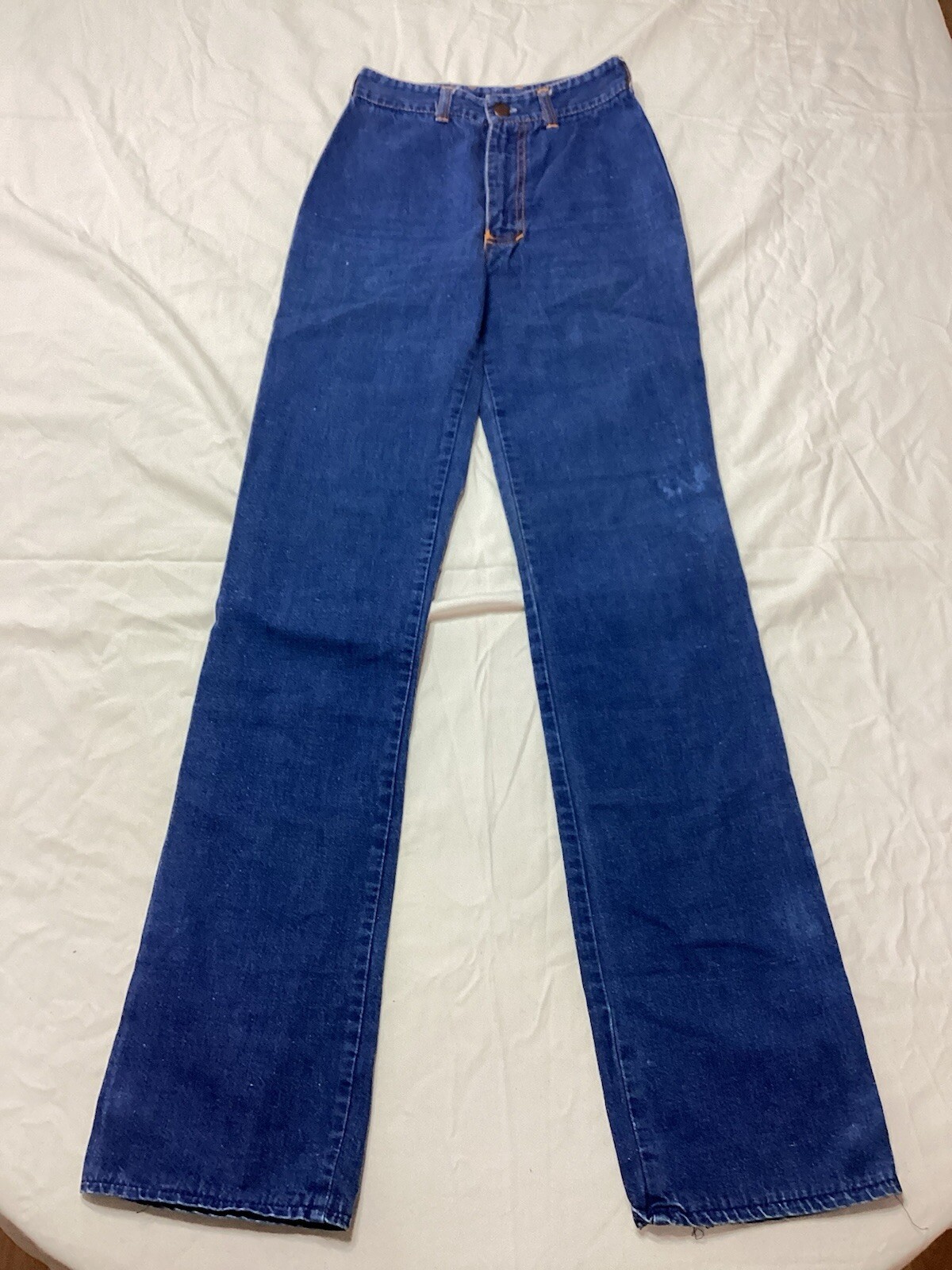 Vtg 70’s Rag City Blues Los Angeles Flare Jeans Zipper Front Sz 27 (22×32)