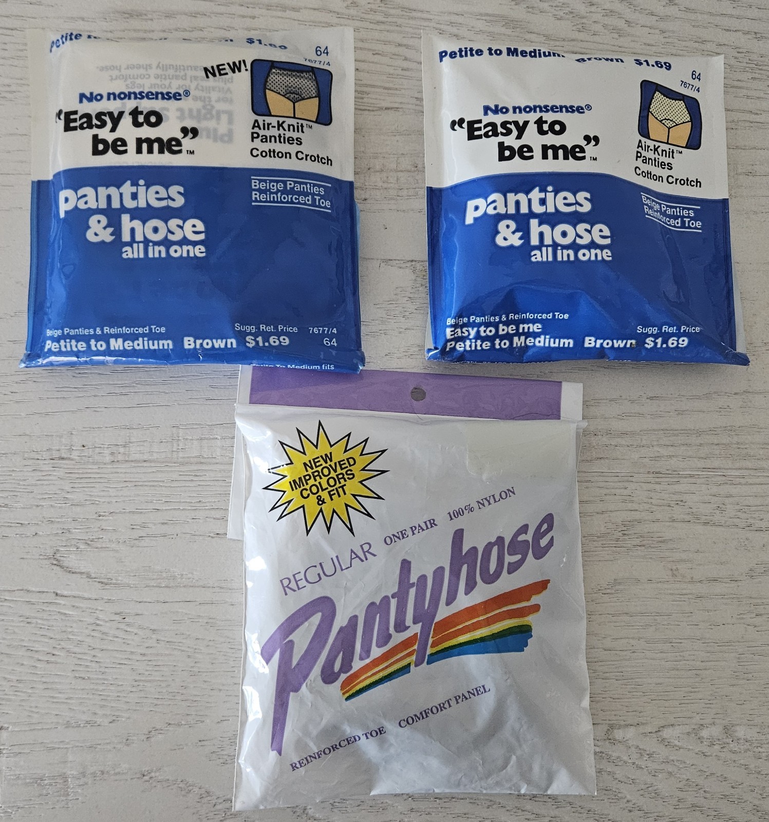 Vtg Beige Hosery/Stockings Kmart & No Nonsense Lot Of 3 Petite To Medium NOS