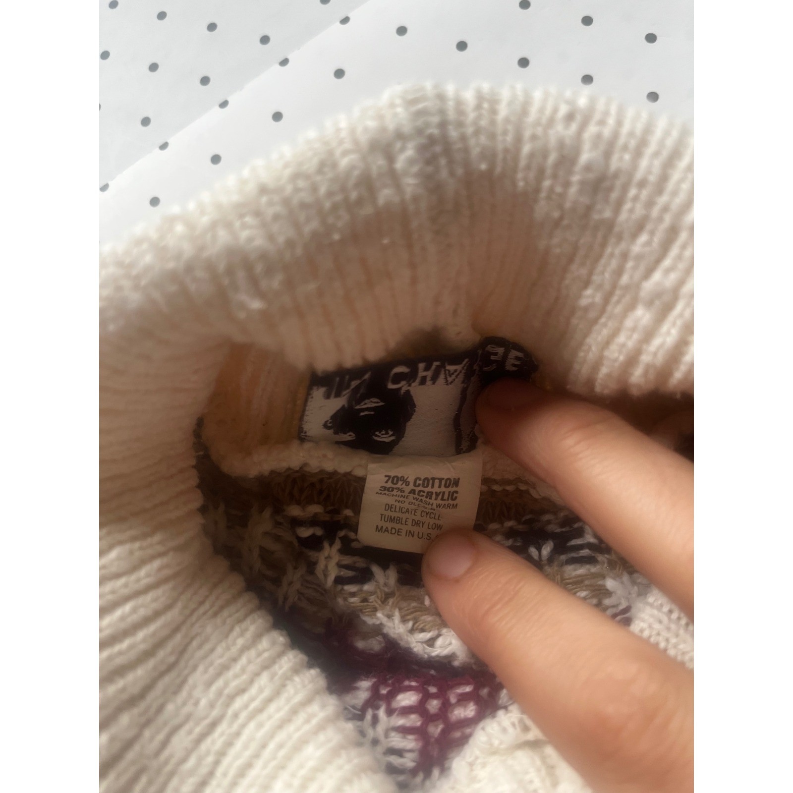 In Charge Vintage Fair Isle Mock Neck Sweater Womens Large Nordic Knit USA Made