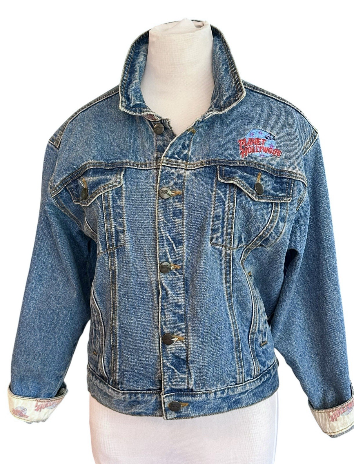 Women’s Vintage 1991 Planet Hollywood Honolulu Denim Jean Jacket XL (12)