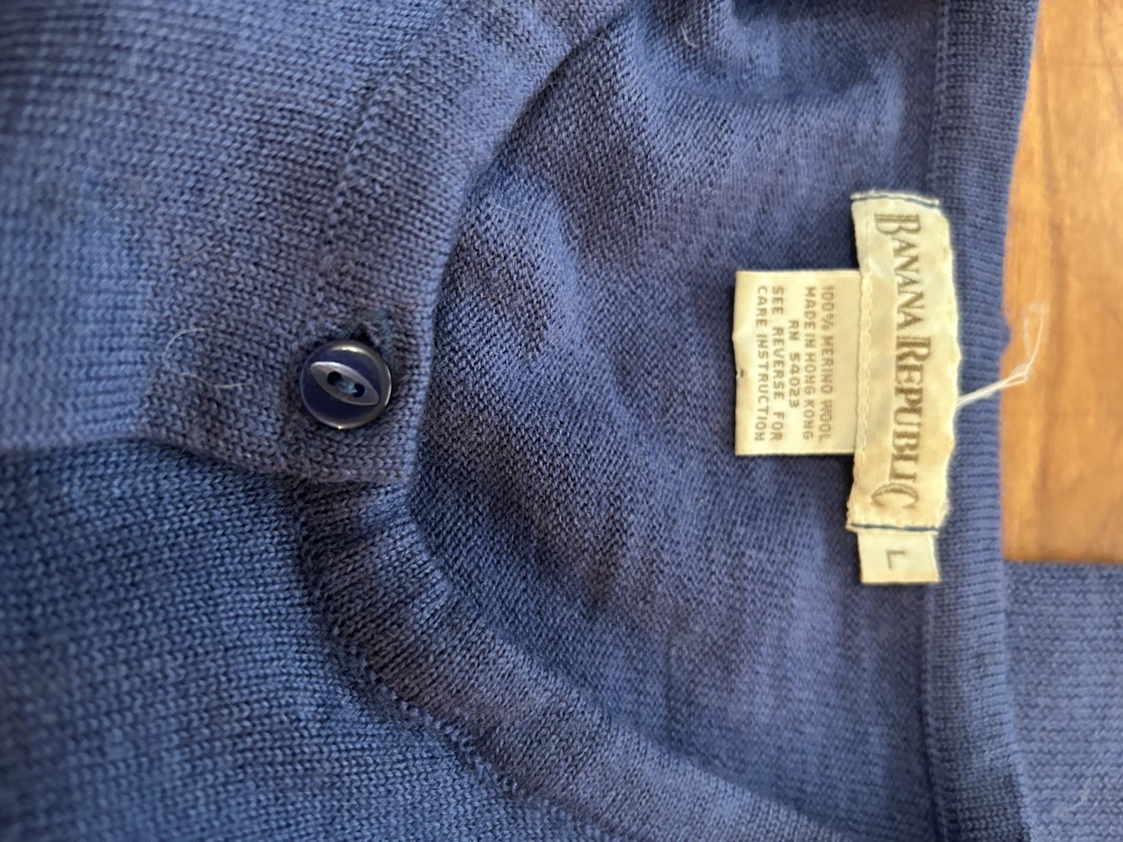 VTG Banana Republic Women’s 100% Merino Wool French Blue Cardigan L Preppy READ