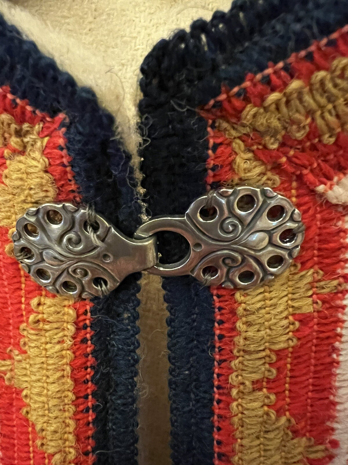 Vintage Firda by Evebofoss Jacket Womens Boiled Wool Nordic Pewter Clasps