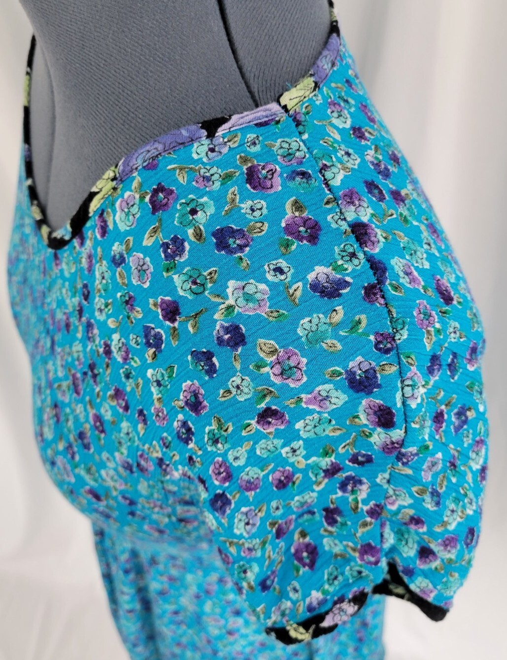 Vintage Cottagecore Molly Malloy Petites Blue Floral Babydoll Dress Sz 6