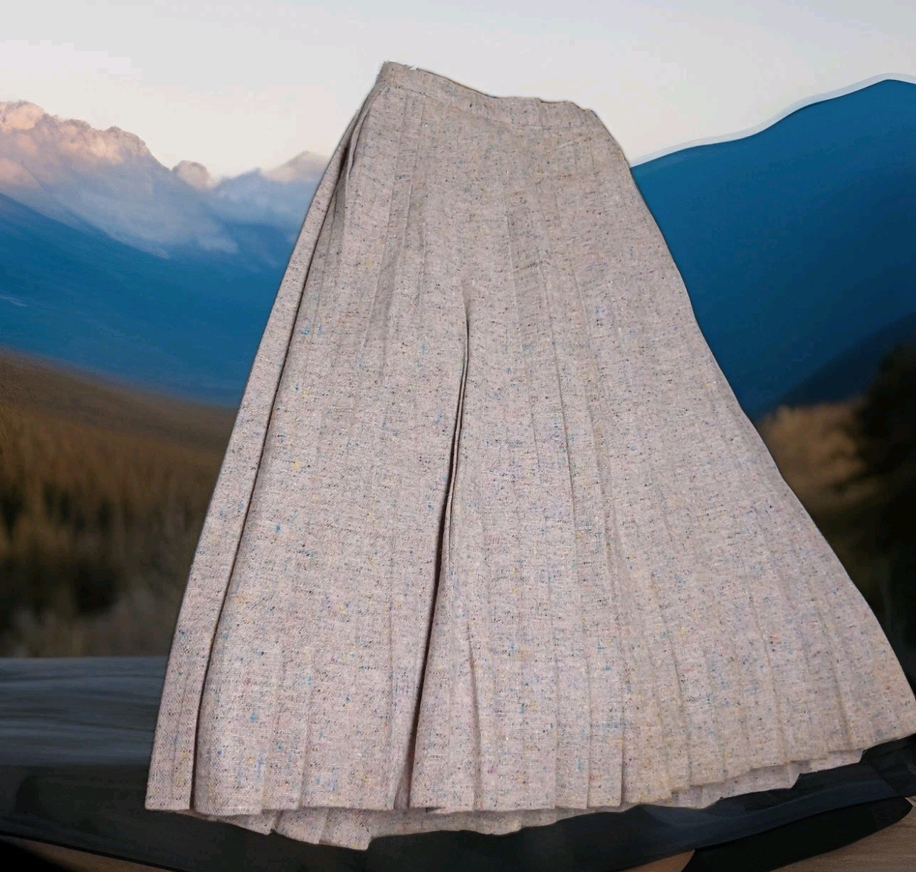 Vintage 1960s Handmade Pleated Wool Skirt Sz Small ~ NOS