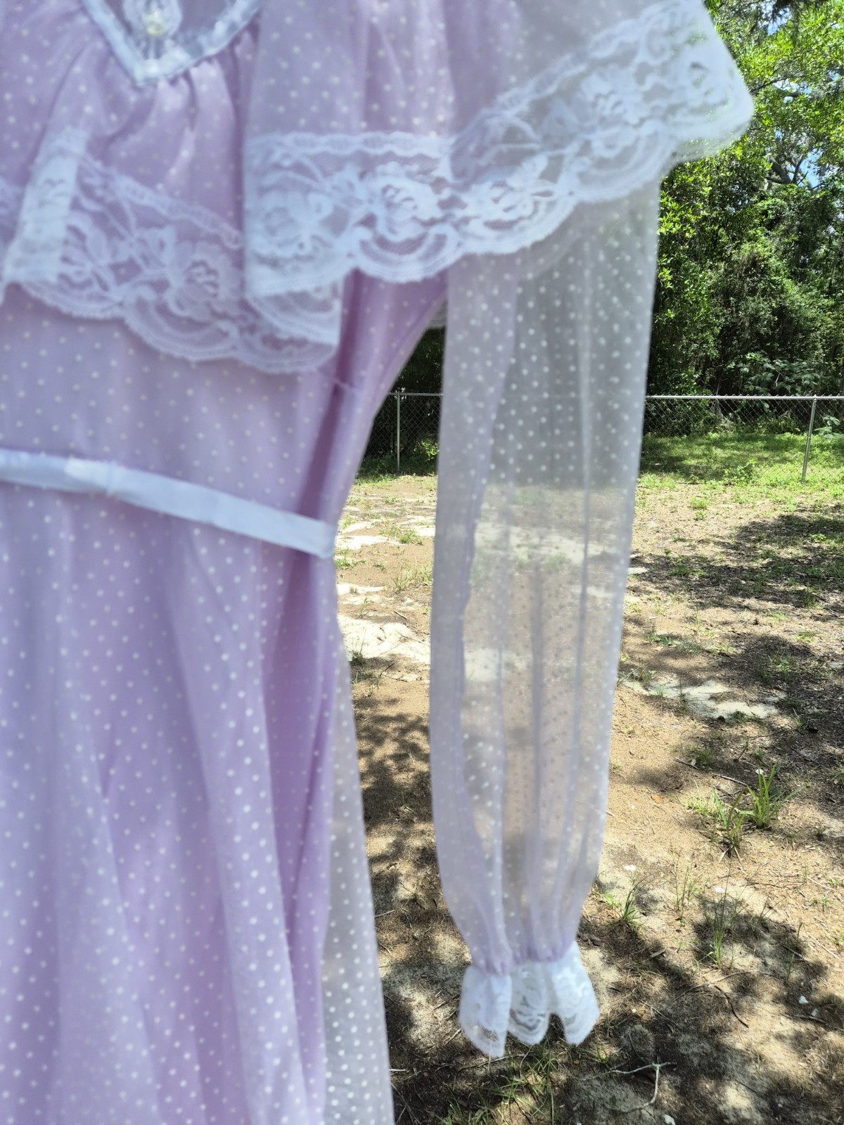 Vintage Long Sleeve Purple Bustle Romantic Sheer Long Gown Prairie Dress XS