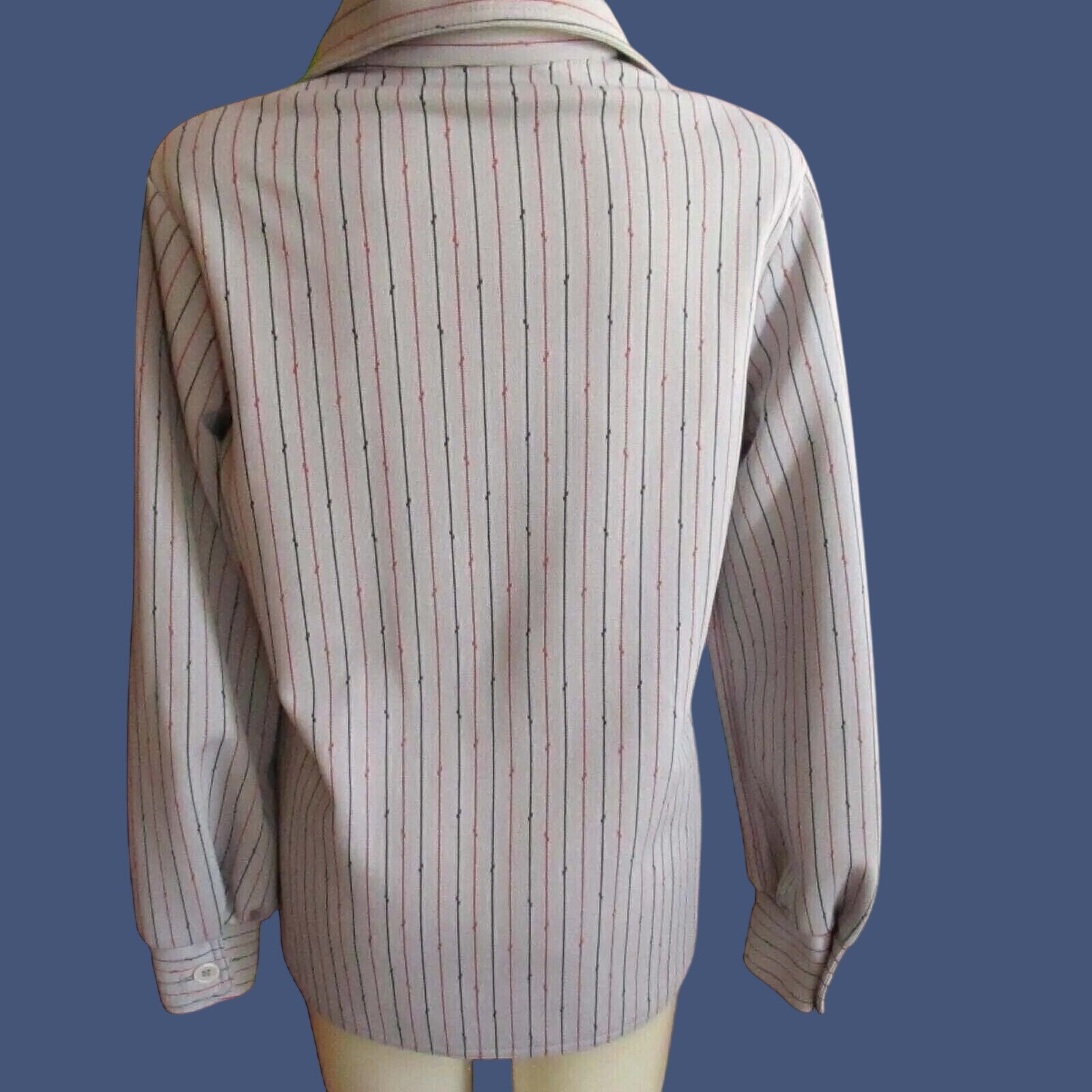 True Vintage 1970s Blouse Top Large Polyester Button Down Collar Texas Dallas