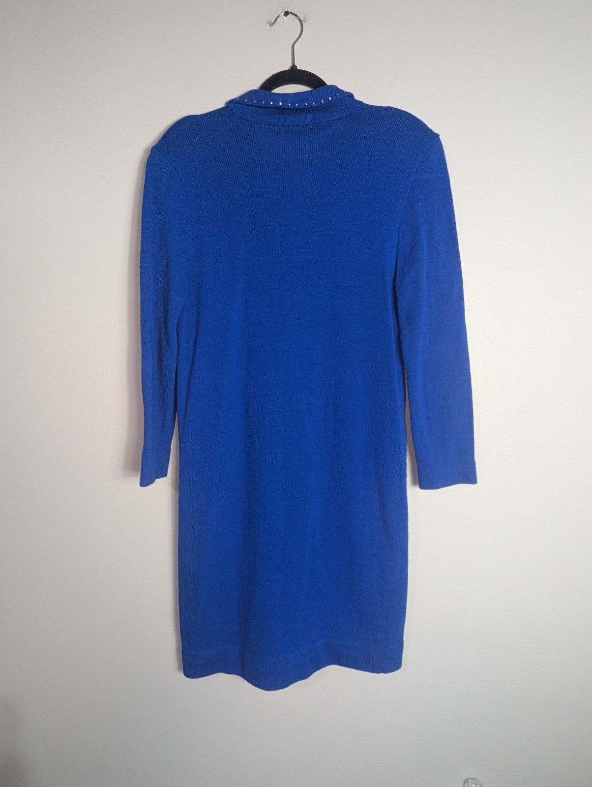 Vintage Louis Marino for Jennifer Roberts Blue Knit Embellished Dress Size Large