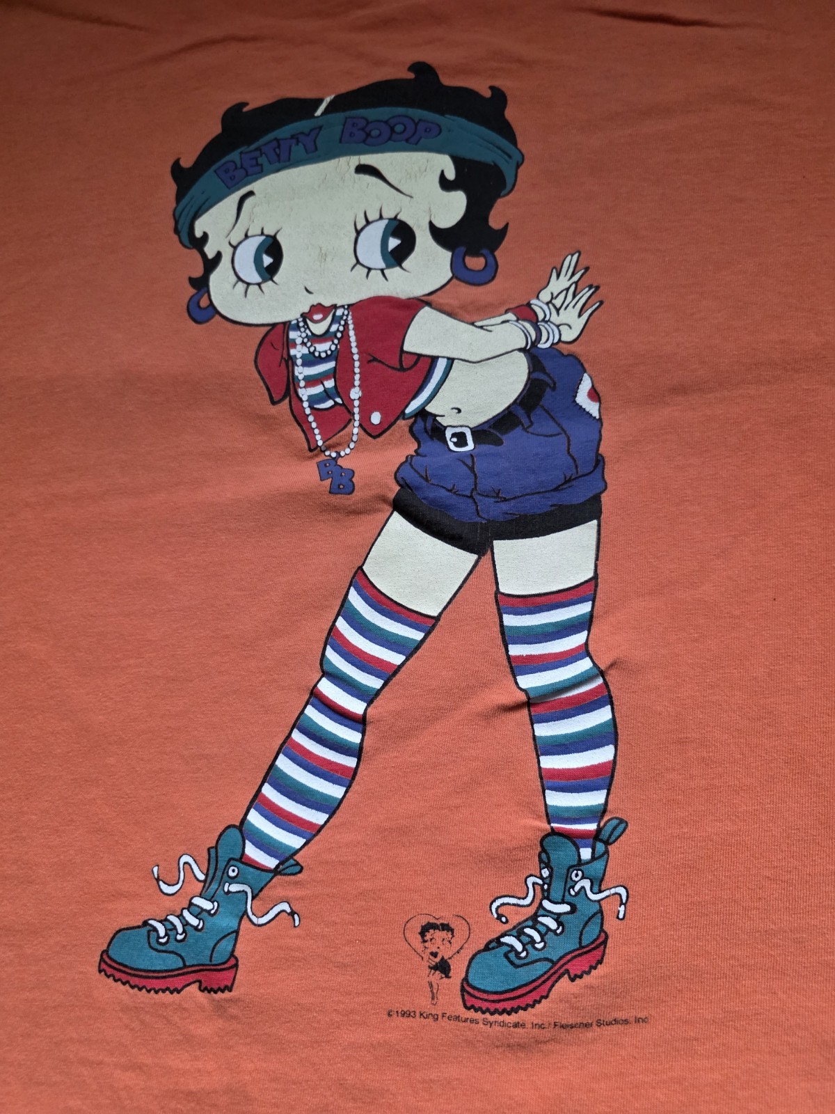 VTG 1993 Betty Boop Streetwear Orange One Size Ross International T-shirt Damage