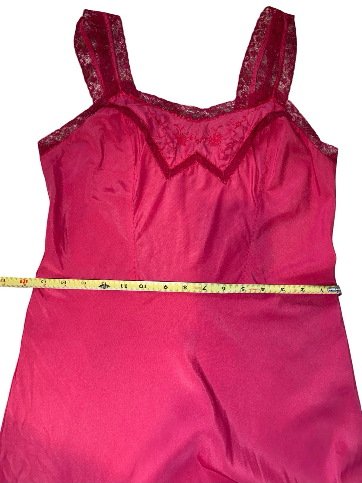 Vintage 1950s BARBIZON Crepe Remarque Hot Pink Full slip dress Lil Beth 14 Miss