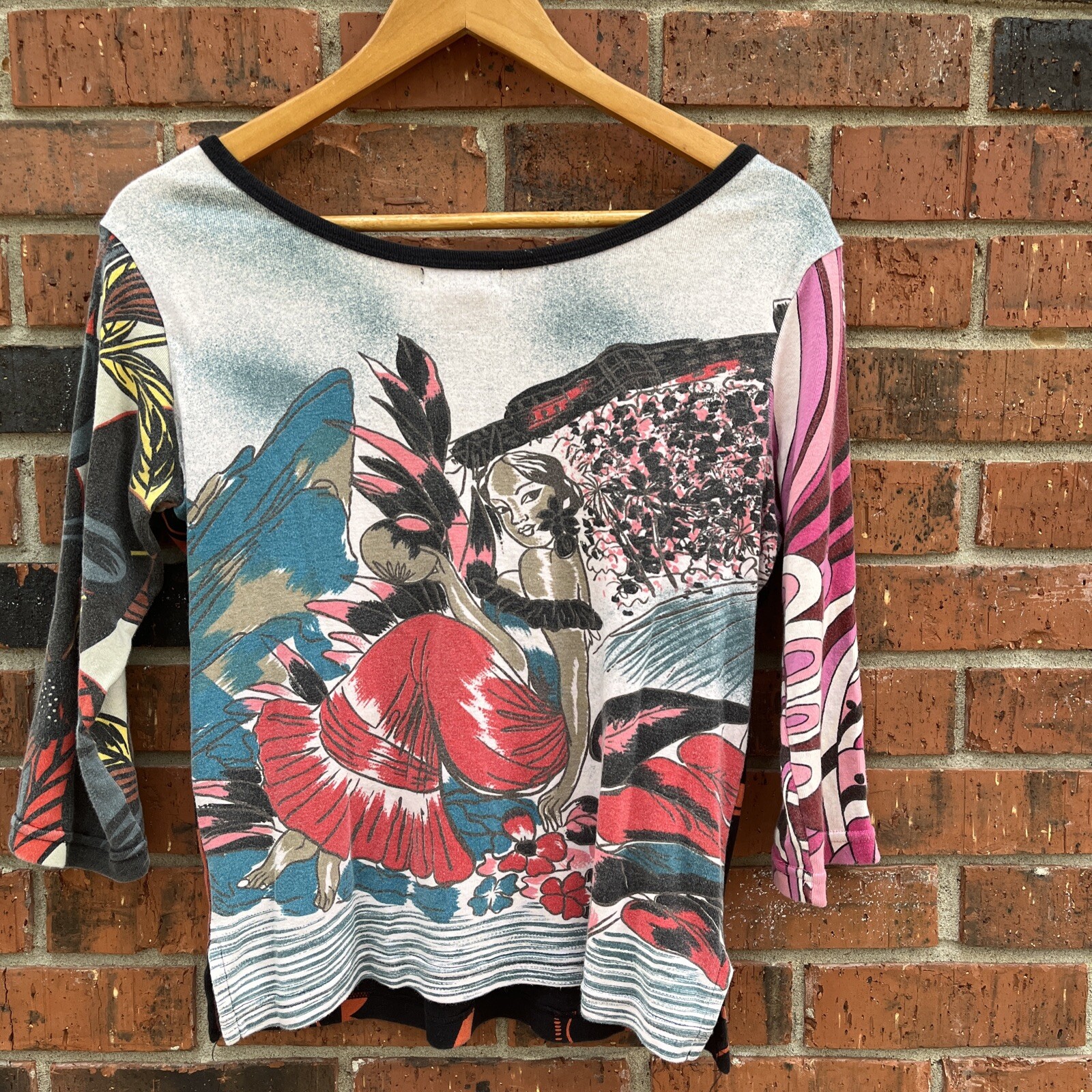 Vintage 90s Custo Barcelona Top Stick Figure Girl Top Size L
