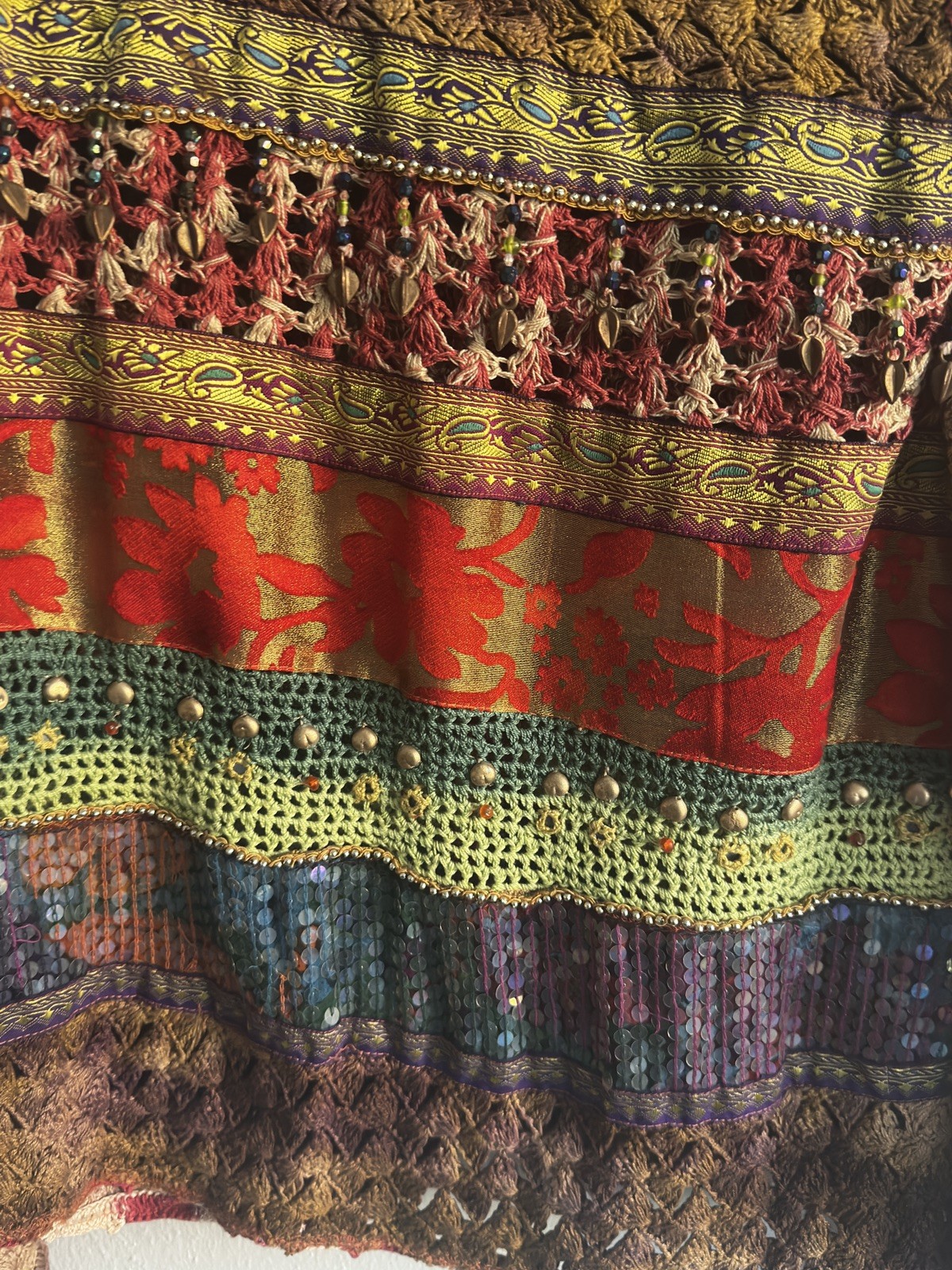 Vintage Multicolor Sequin Beaded Studded Blouse Jacket Size L 80s/ 90s
