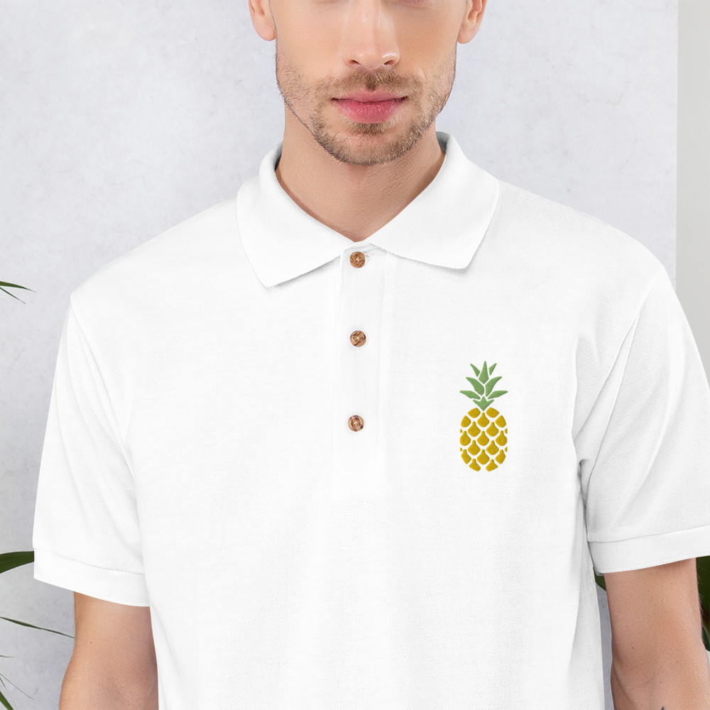 Pineapple Polo T-shirt, Embroidered Polo Shirt, Size S M L XL 2XL RELAXED FIT