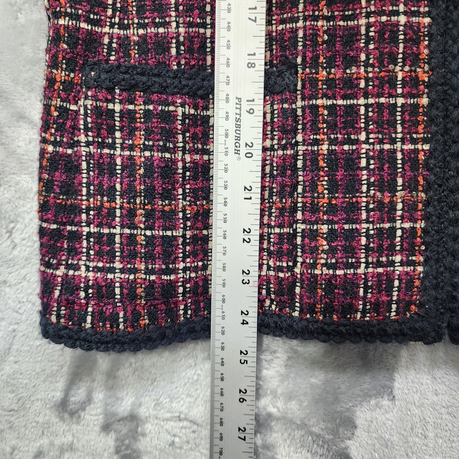 Vintage Laura Scott Jacket Womens 12 Multicolor Plaid Tweed Zip Blazer Preppy