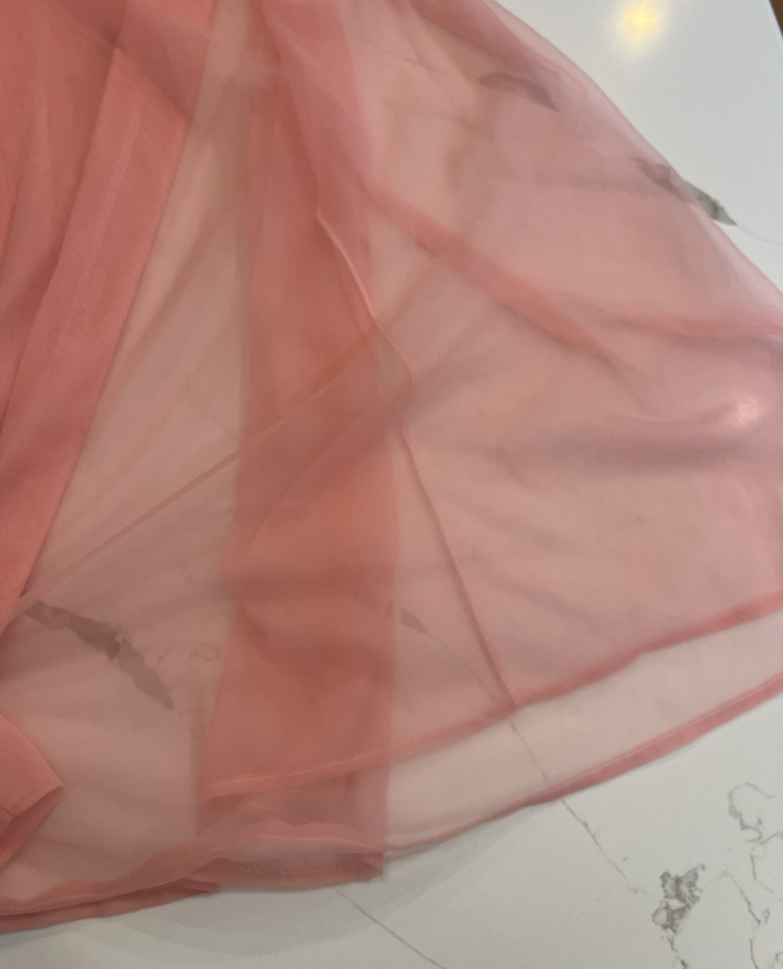 Vintage Coral Orange Nylon Lace Lined Nightgown Slip Dress Size Med Union Made
