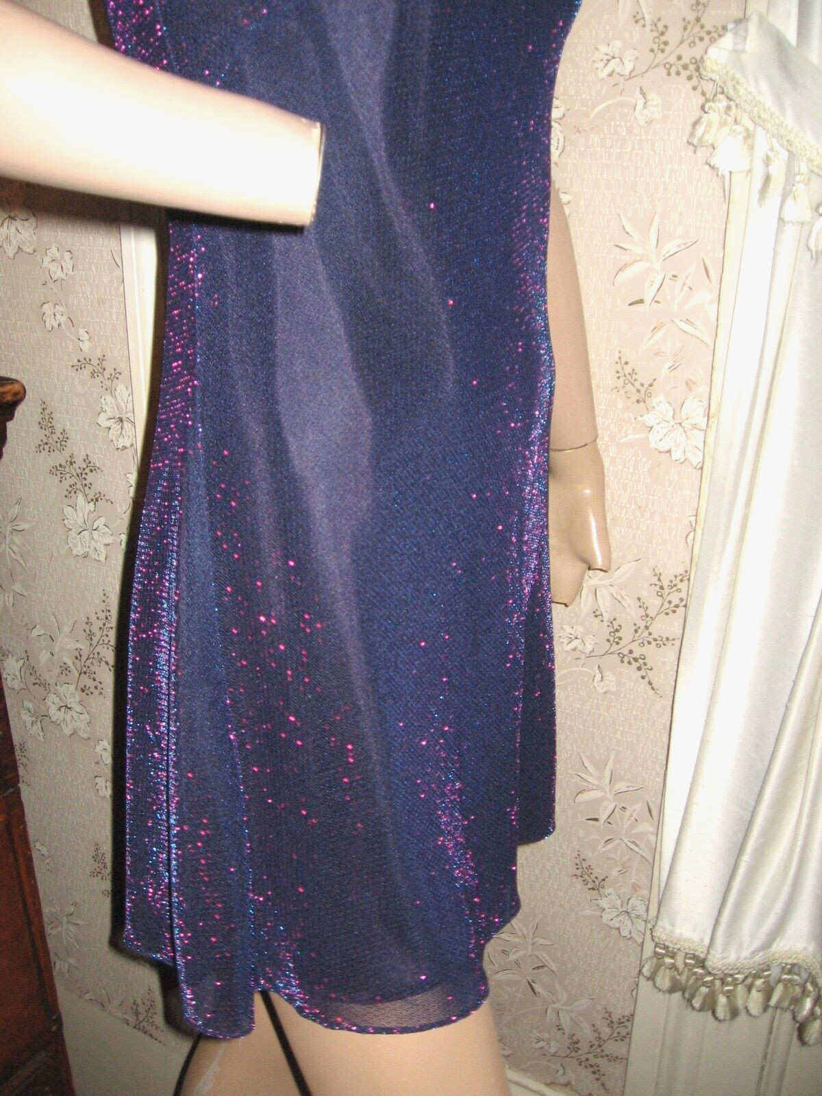 VINTAGE FORMULA X GLAMOROUS NAVY BLUE – METALLIC PINK LINED MINI DRESS – 7-8