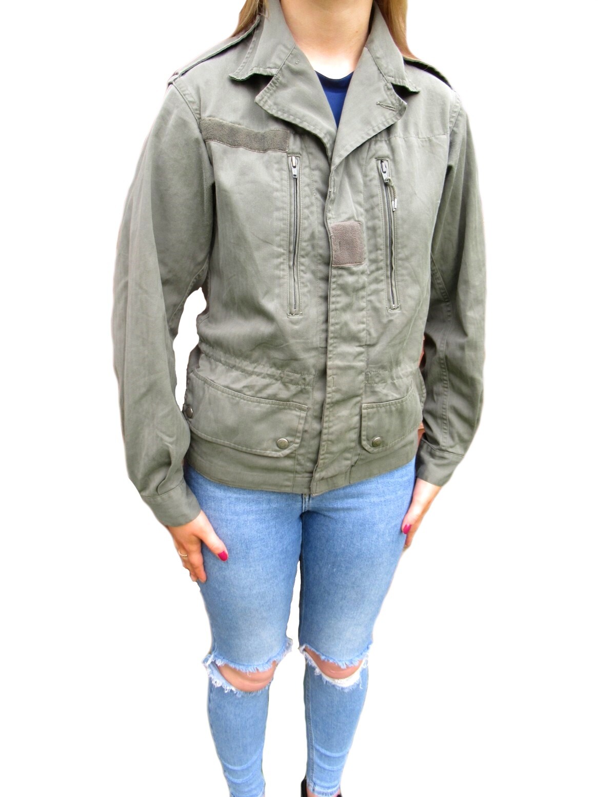 Vintage French army F1-F2 olive field jacket military khaki short style women V