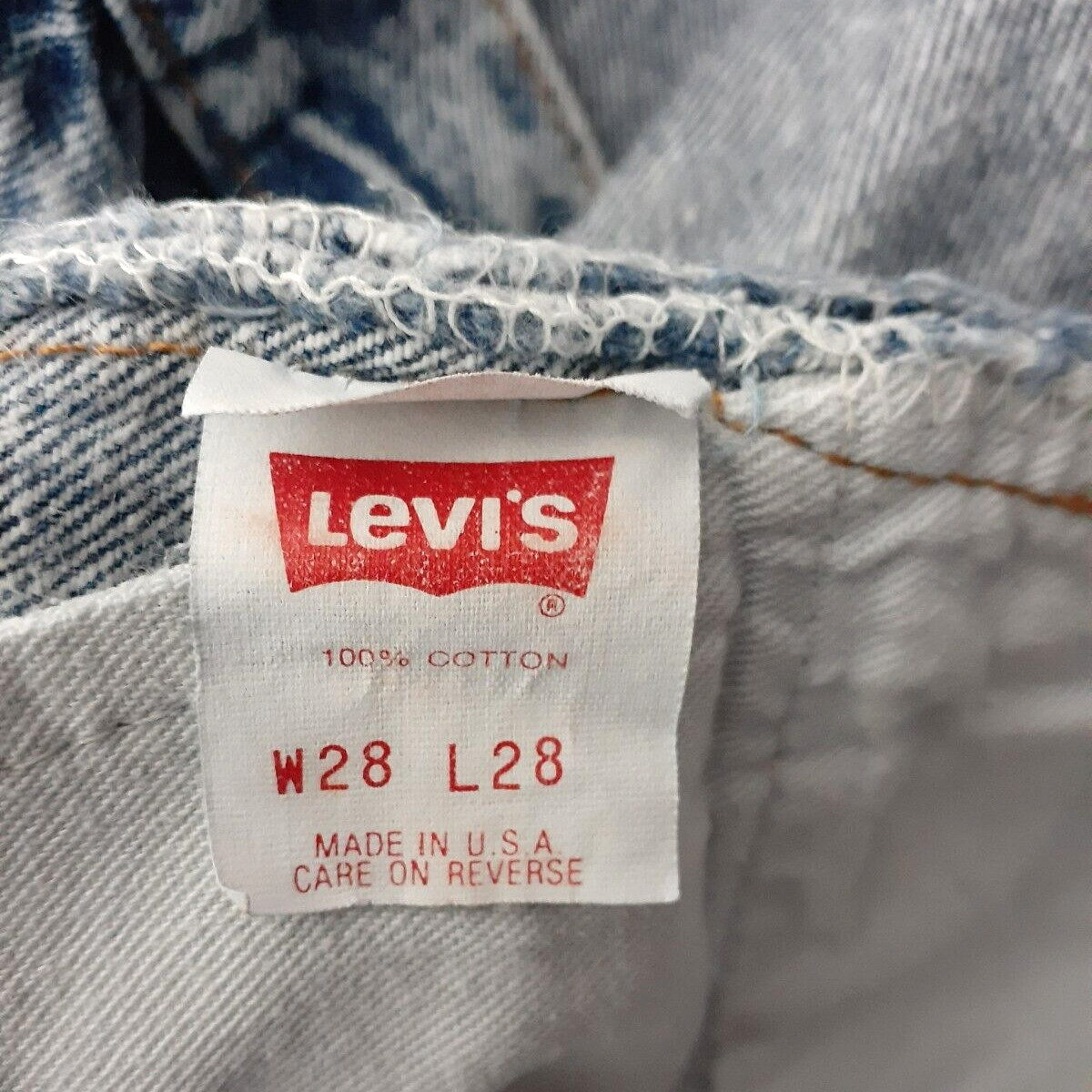 LEVIS Jeans Women 28×28 Blue Vintage 701 Red Tab ButtonUp Acid Wash Straight Leg