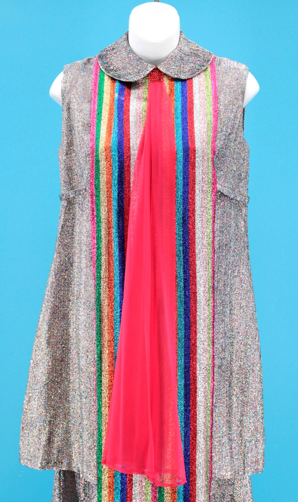 VTG Women’s 60s 4 Pc Tinsel Set / Outfit W/ Rainbow Dickie & Collar XS/S 1960s