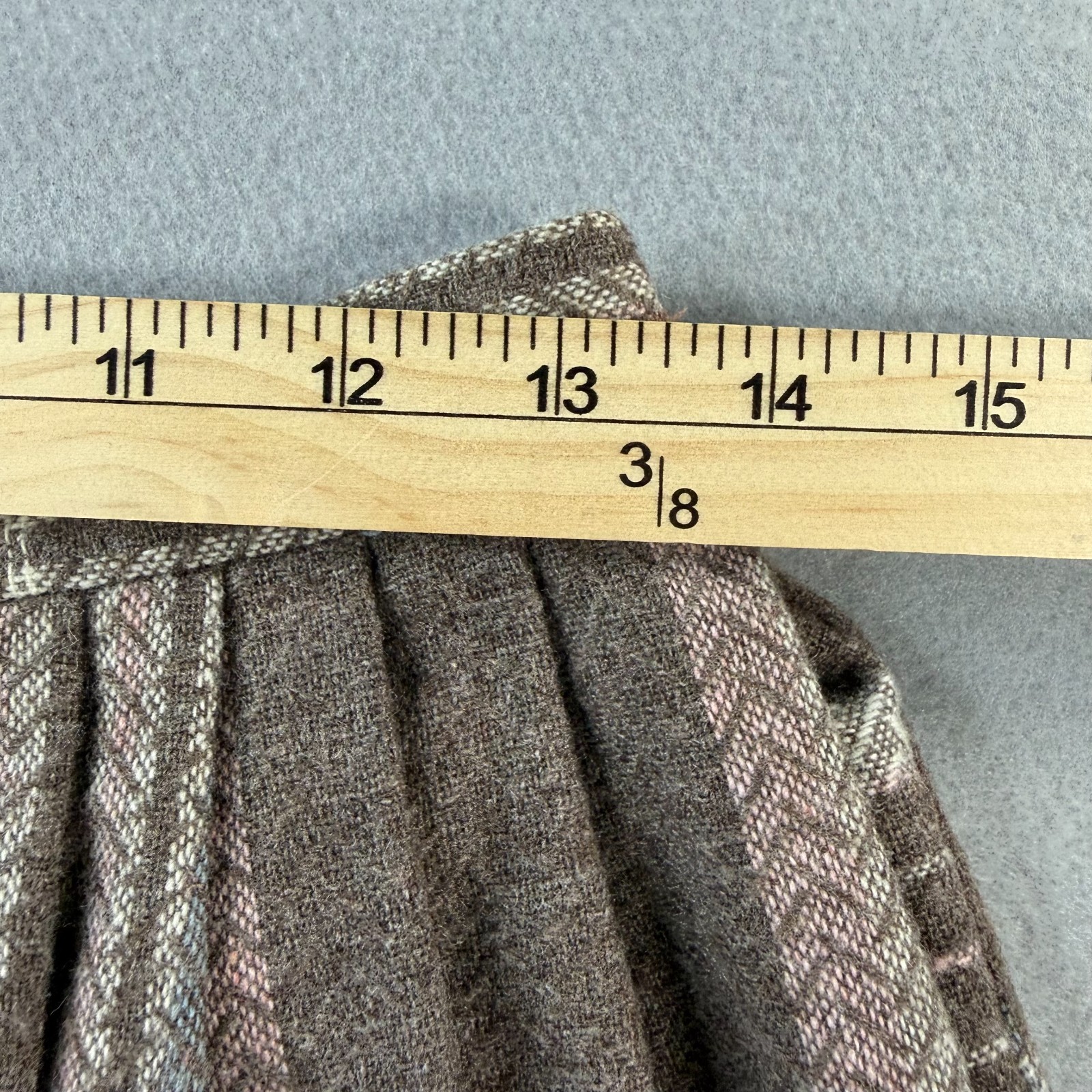 Vintage Pleated Preppy Skirt Womens 12 Midi Plaid Wool Blend USA Union Made 90s