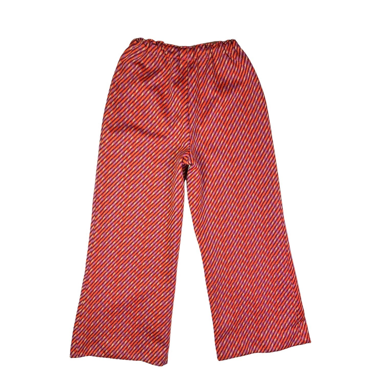 Vintage Homemade 1970s Fits S Tunic Top Pants Knit Set Belt Maroon Pattern